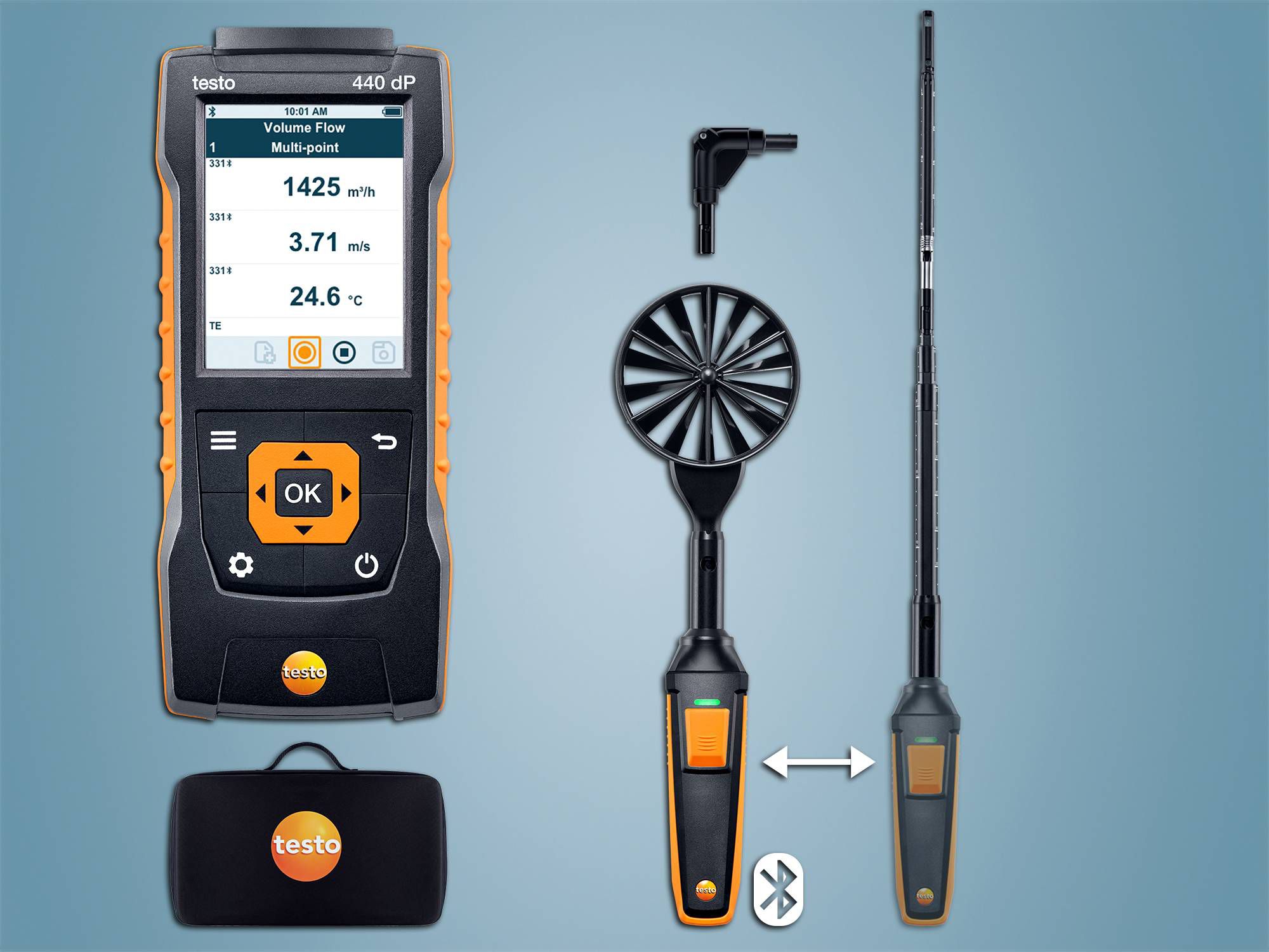 testo 440 delta P Hava Hızı ComboSet 1, Bluetooth'lu