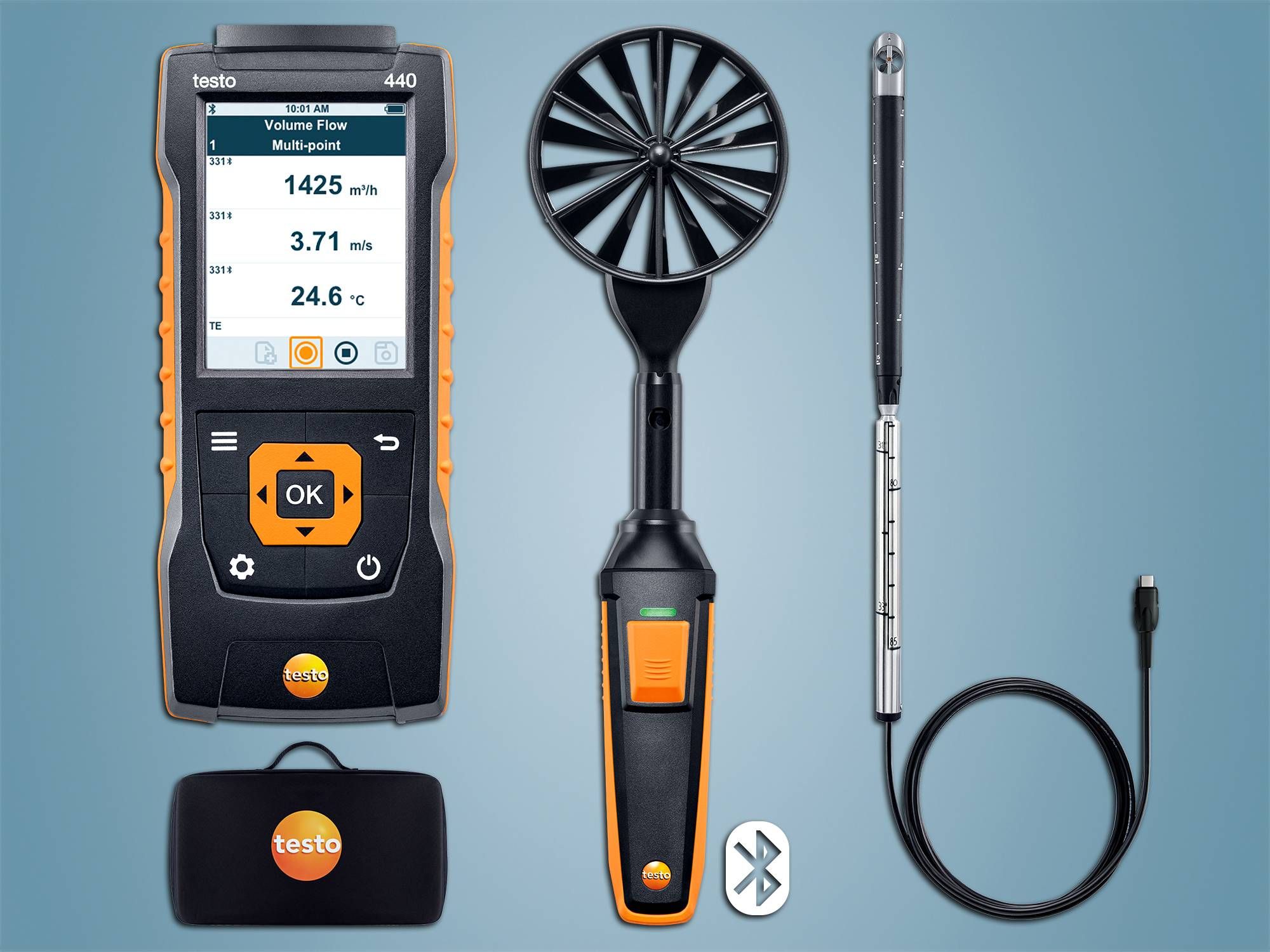 testo 440 Hava Hızı ComboSet 2, Bluetooth'lu