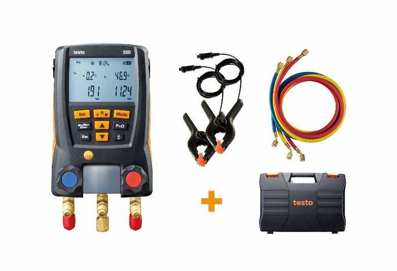 testo 550 digital manifold kit with Bluetooth® and set of 3 hoses