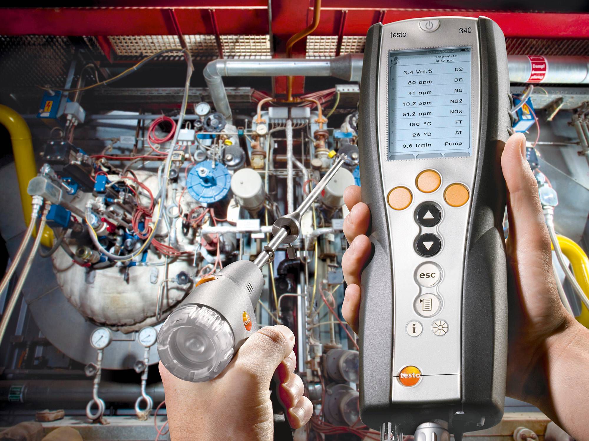 Measuring flue gas with Testo