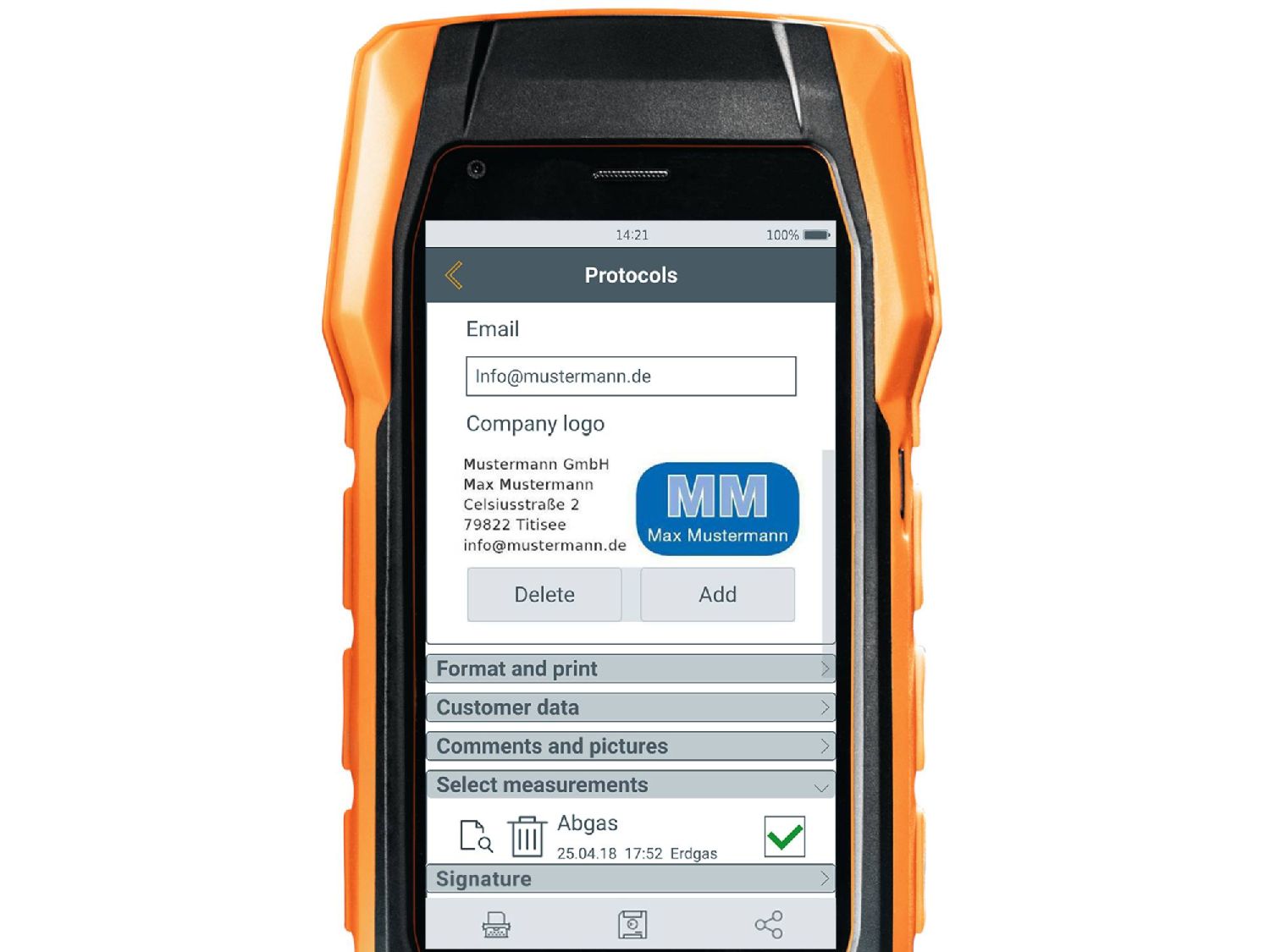 testo 300 flue gas analyzer reports